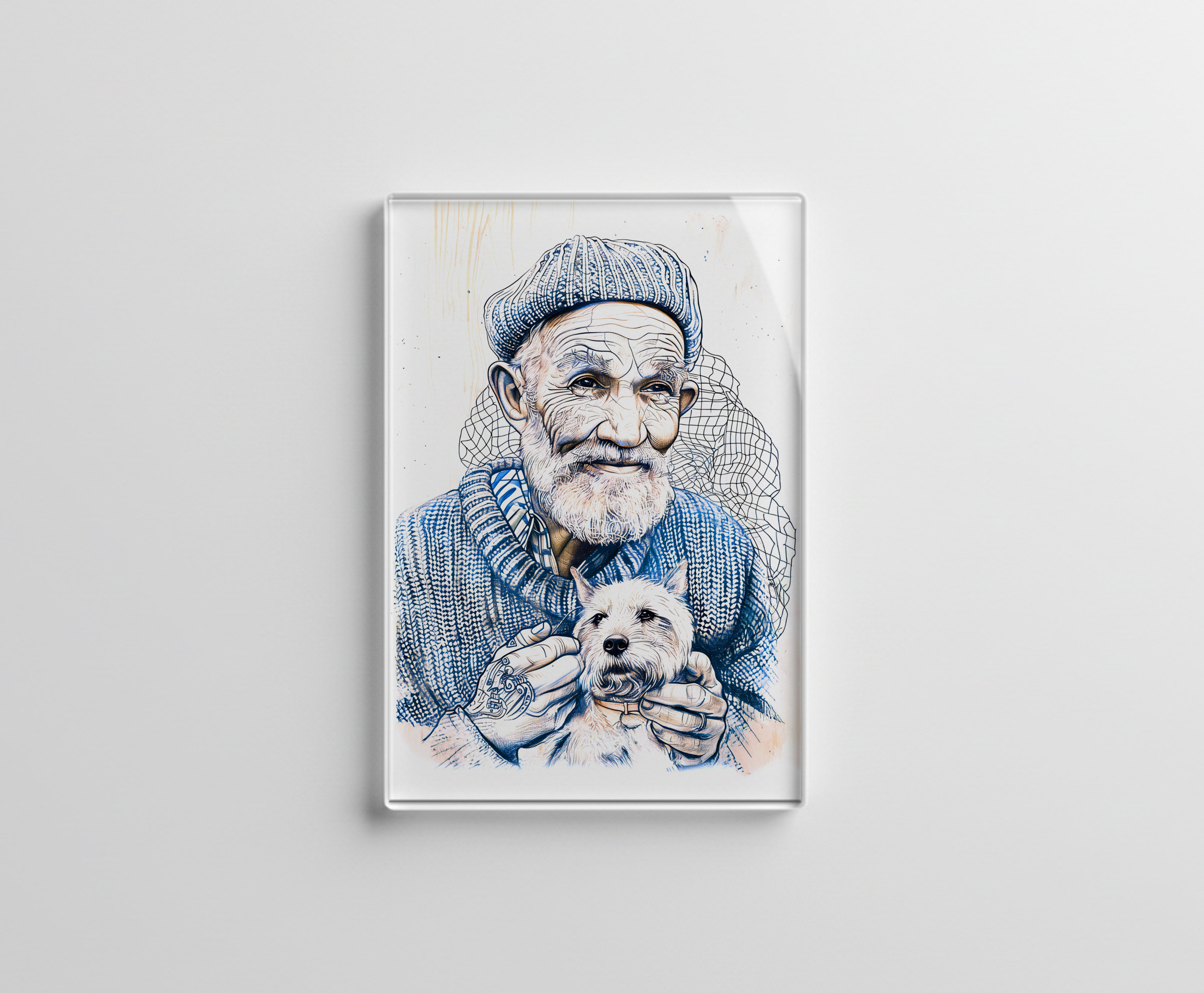 raxxa Glas-Magnet: Sailor Holding Small Westie Dog In Arms