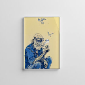 raxxa Glas-Magnet: Sailor Sitting Calmly Surrounded By Several Birds