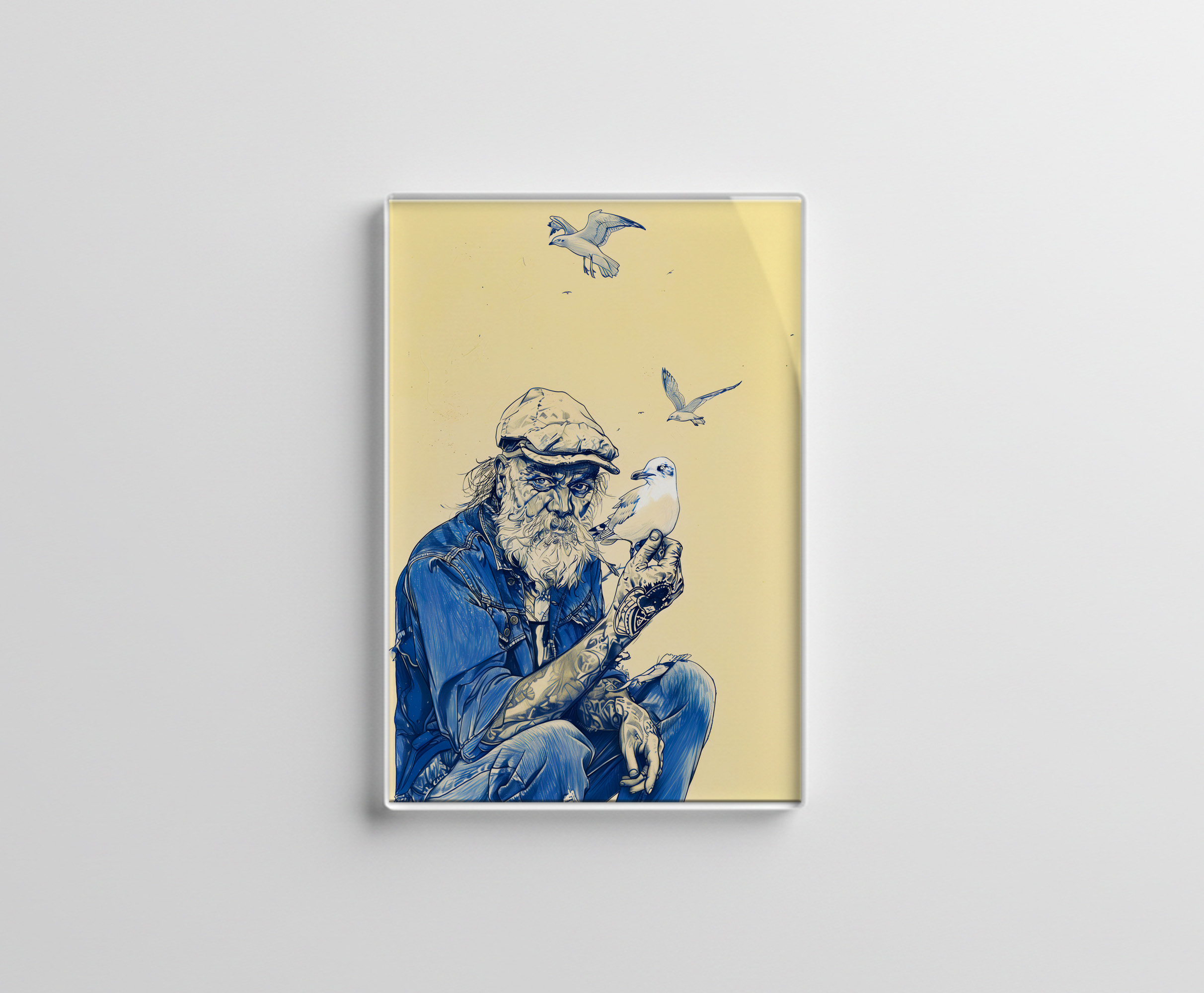 raxxa Glas-Magnet: Sailor Sitting Calmly Surrounded By Several Birds