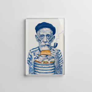 raxxa Glas-Magnet: Old Sailor Eating Sandwich
