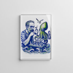 raxxa Glas-Magnet: Sailor Playing Chess With Large Curious Octopus