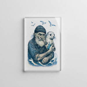 raxxa Glas-Magnet: Elderly Sailor with Seal on Christmas