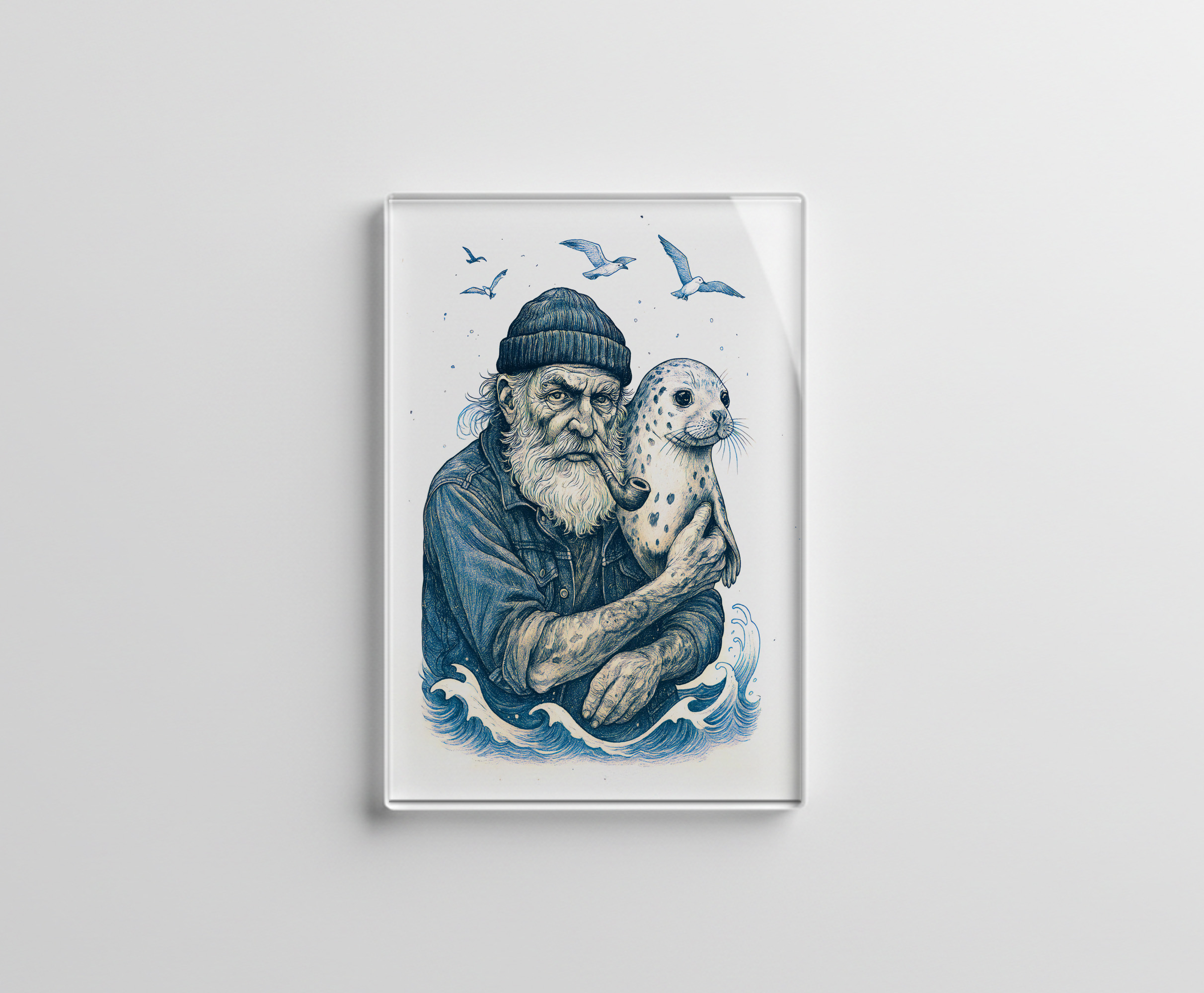 raxxa Glas-Magnet: Elderly Sailor with Seal
