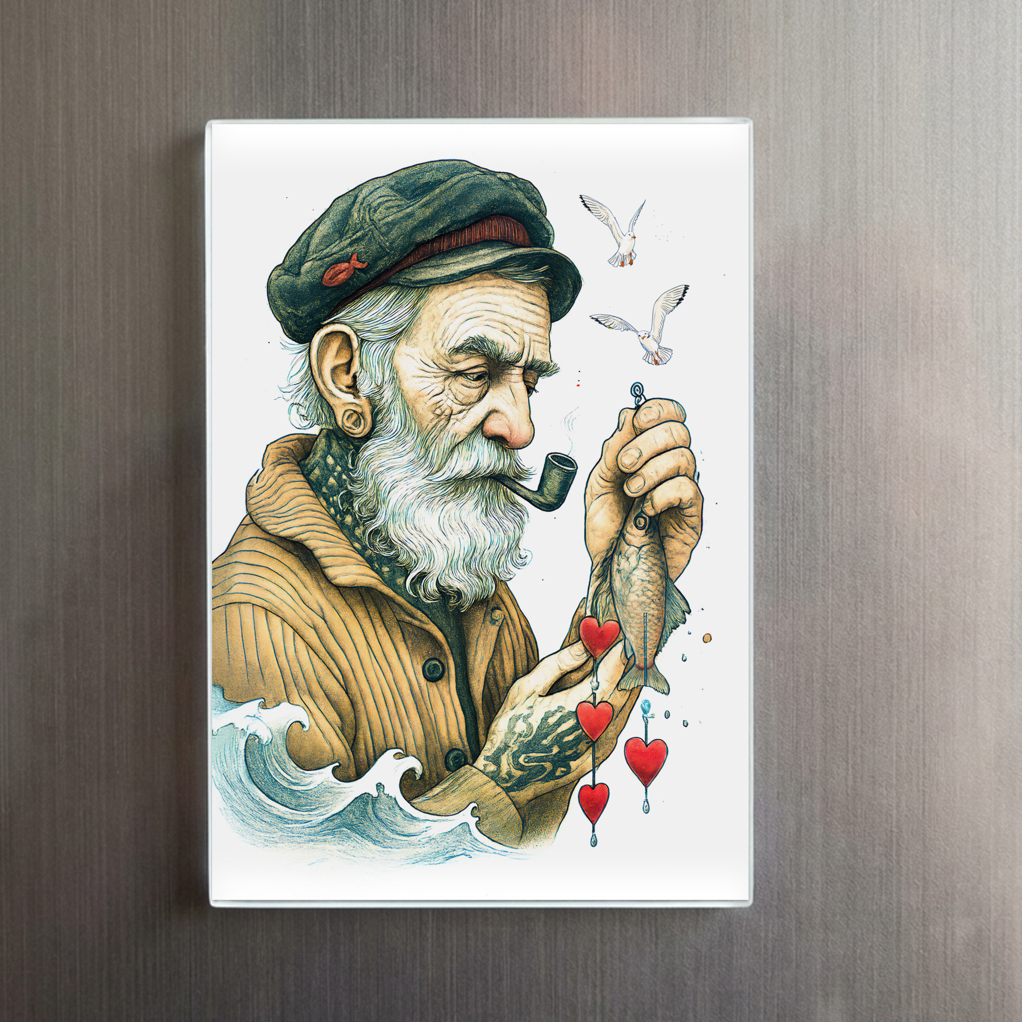 raxxa Glas-Magnet: Sailor with Pipe and small hearts – Bild 2
