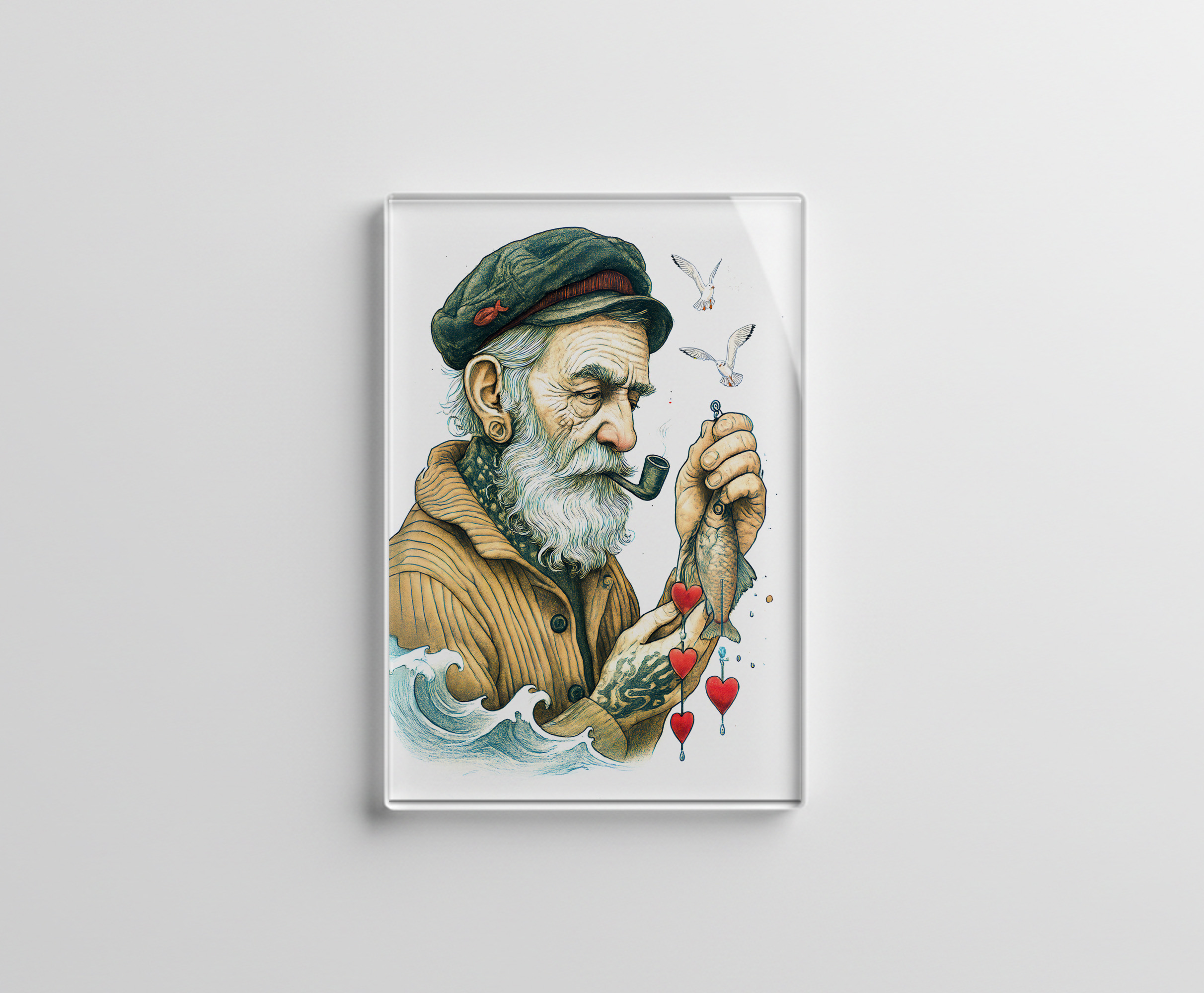 raxxa Glas-Magnet: Sailor with Pipe and small hearts