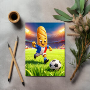 raxxa Postkarte: French baguette soccer player in stadium action