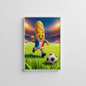 raxxa Glas-Magnet: French baguette soccer player in stadium action