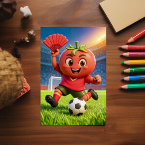 raxxa Postkarte: Spanish tomato soccer player on vibrant stadium field