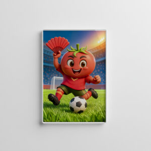 raxxa Glas-Magnet: Spanish tomato soccer player on vibrant stadium field