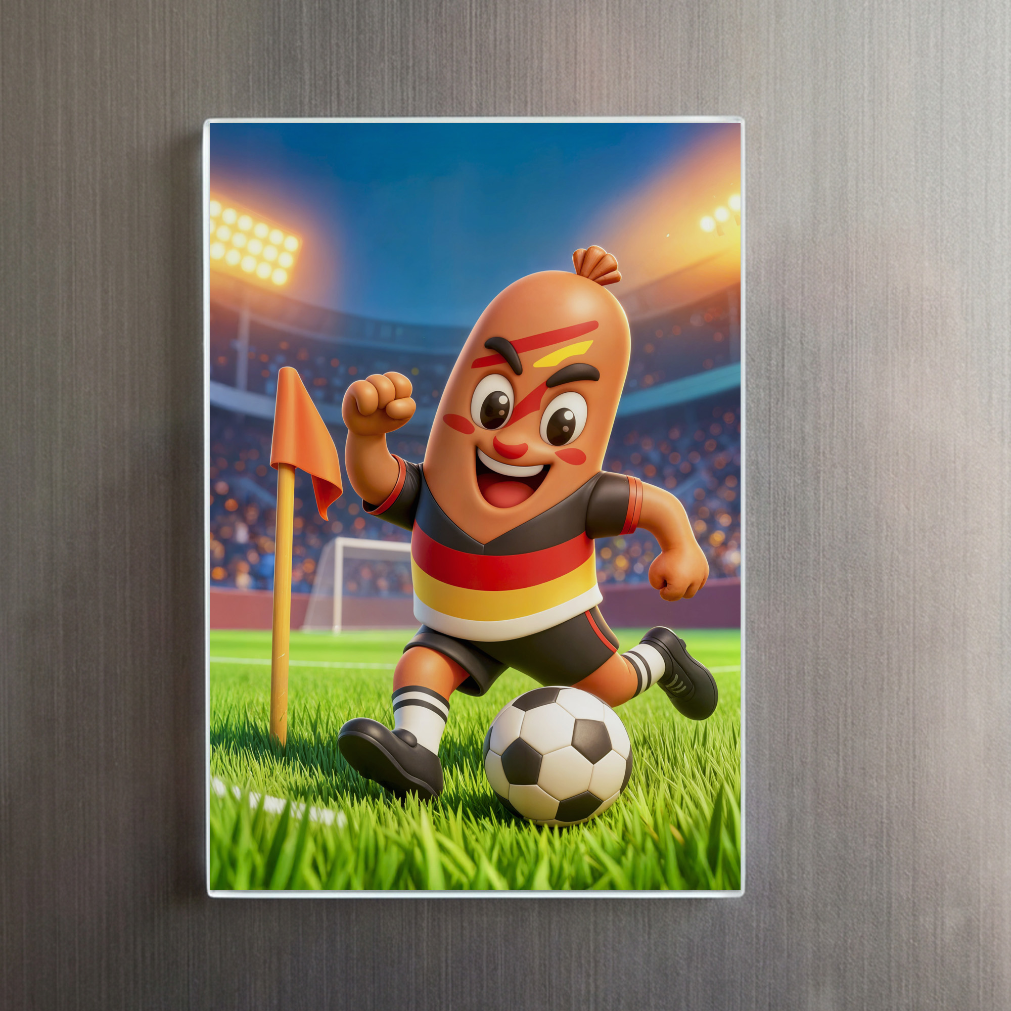 raxxa Glas-Magnet: German bratwurst soccer player on football field - immagine 2