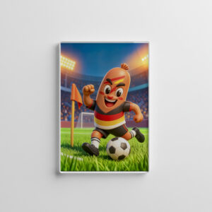 raxxa Glas-Magnet: German bratwurst soccer player on football field