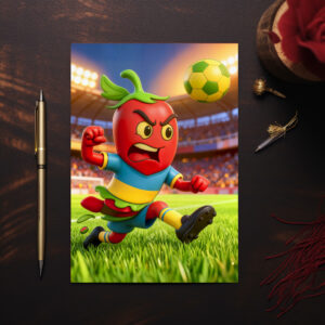 raxxa Postkarte: Chilean chili pepper soccer player in stadium