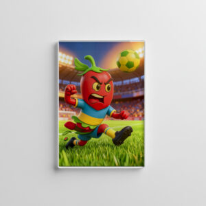 raxxa Glas-Magnet: Chilean chili pepper soccer player in stadium