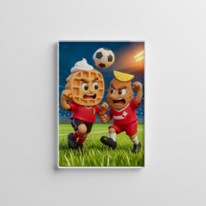 raxxa Glas-Magnet: Belgian waffle versus Austrian schnitzel soccer duel