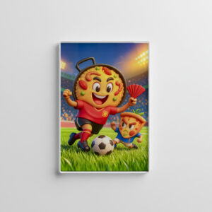 raxxa Glas-Magnet: Spanish paella versus Italian pizza soccer duel
