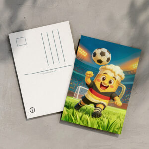 raxxa Postkarte: German beer mug soccer player jumping header