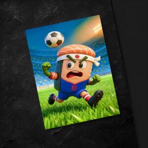 raxxa Postkarte: Japanese sushi roll soccer player in stadium