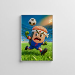 raxxa Glas-Magnet: Japanese sushi roll soccer player in stadium