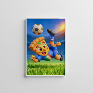 raxxa Glas-Magnet: Italian pizza performing dramatic soccer bicycle kick