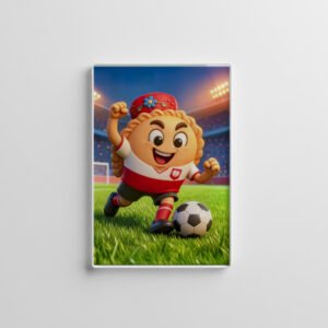 raxxa Glas-Magnet: Polish pierogi soccer player on bright stadium field