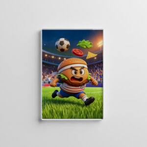 raxxa Glas-Magnet: American burger soccer player charging across stadium