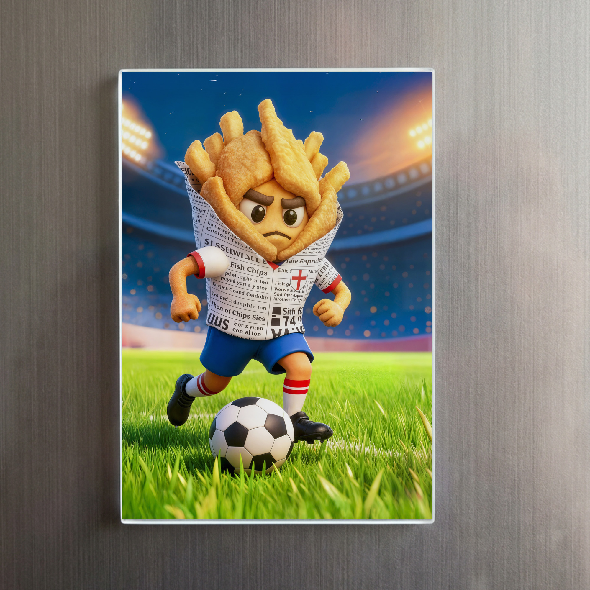 raxxa Glas-Magnet: English fish and chips soccer player character - Image 2