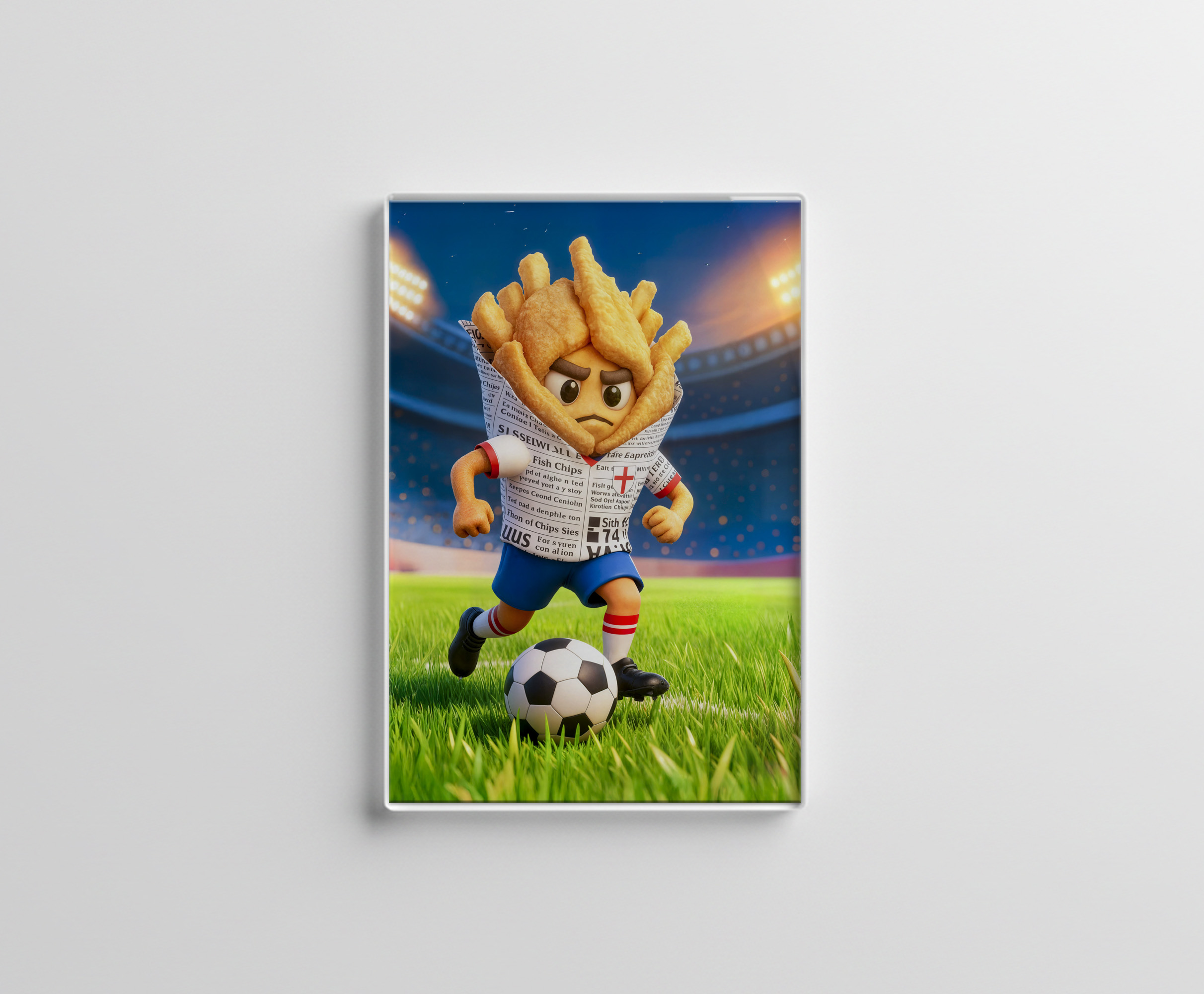 raxxa Glas-Magnet: English fish and chips soccer player character