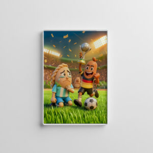 raxxa Glas-Magnet: German bratwurst defeating Argentinian empanada soccer scene