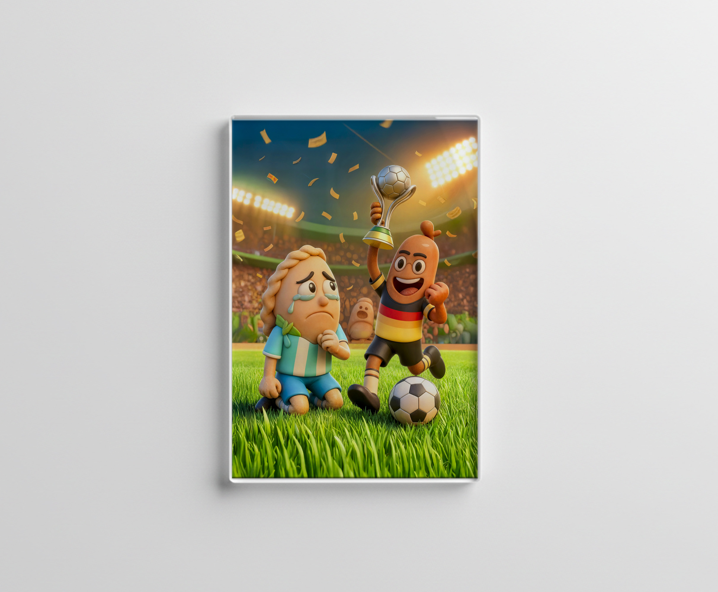 raxxa Glas-Magnet: German bratwurst defeating Argentinian empanada soccer scene