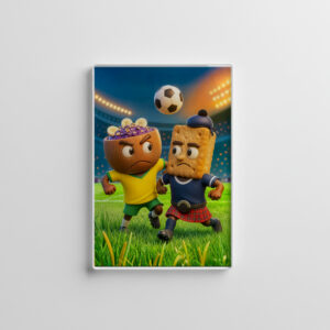 raxxa Glas-Magnet: Brazilian acaí bowl versus Scottish shortbread soccer duel