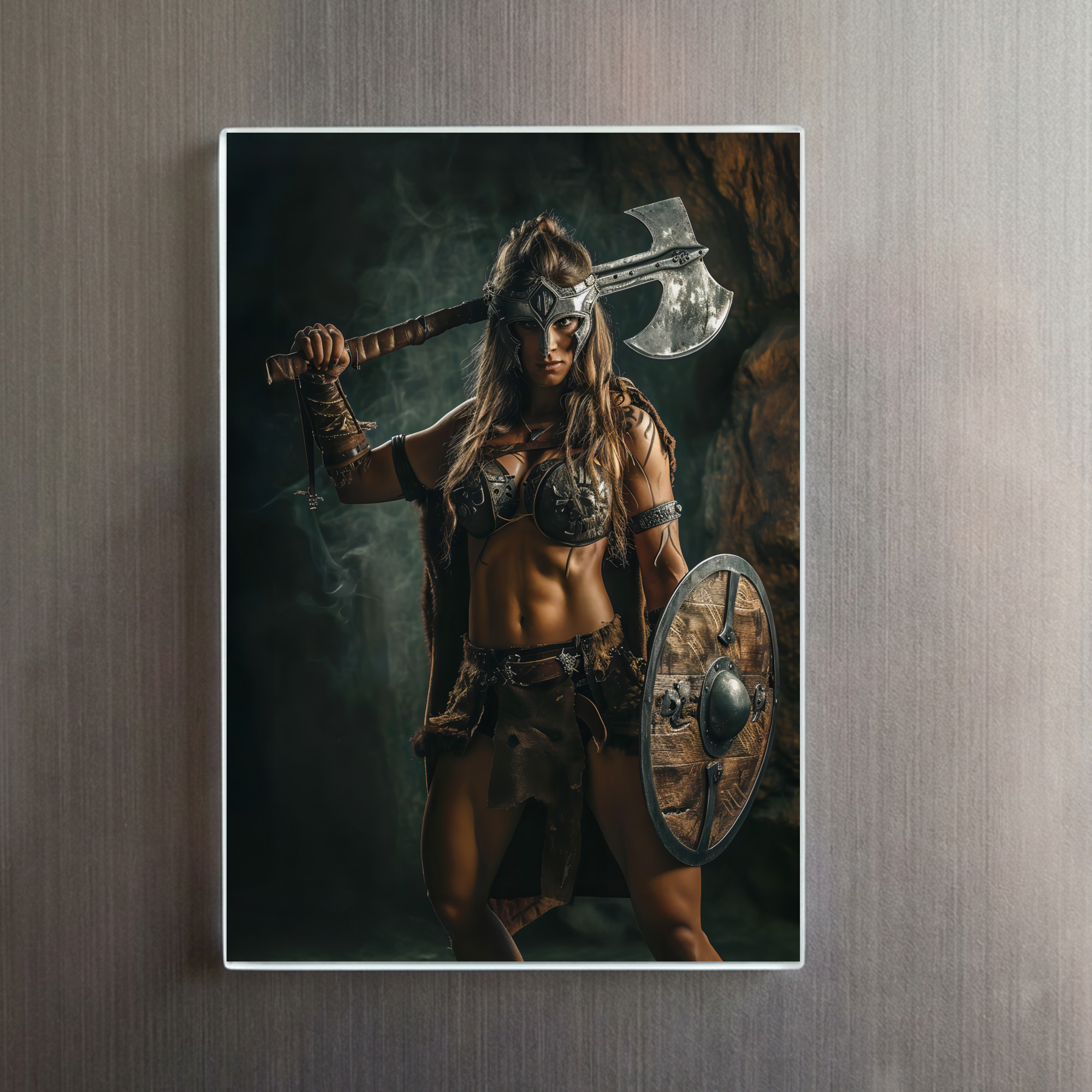 raxxa Glas-Magnet: Fierce Viking Shieldmaiden With Raised Axe – Bild 2