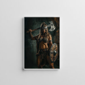 raxxa Glas-Magnet: Fierce Viking Shieldmaiden With Raised Axe