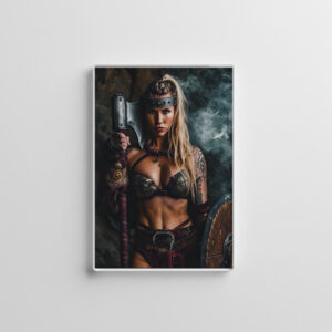 raxxa Glas-Magnet: Fierce Viking Shieldmaiden With Axe And Battle Shield