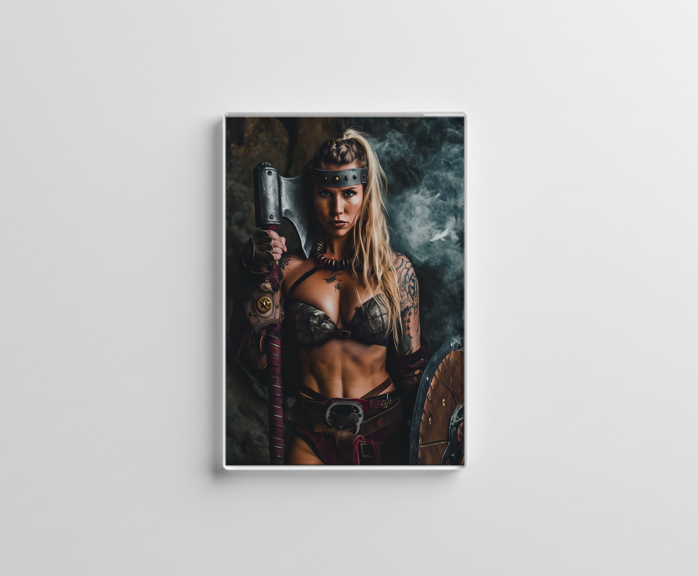 raxxa Glas-Magnet: Fierce Viking Shieldmaiden With Axe And Battle Shield