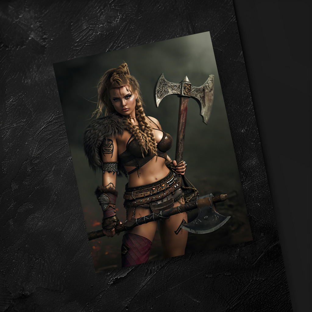raxxa Postkarte: Battle‑Hardened Valkyrie Bearing Axe And Shield