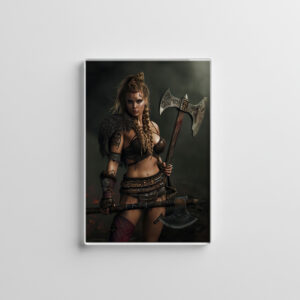 raxxa Glas-Magnet: Battle‑Hardened Valkyrie Bearing Axe And Shield