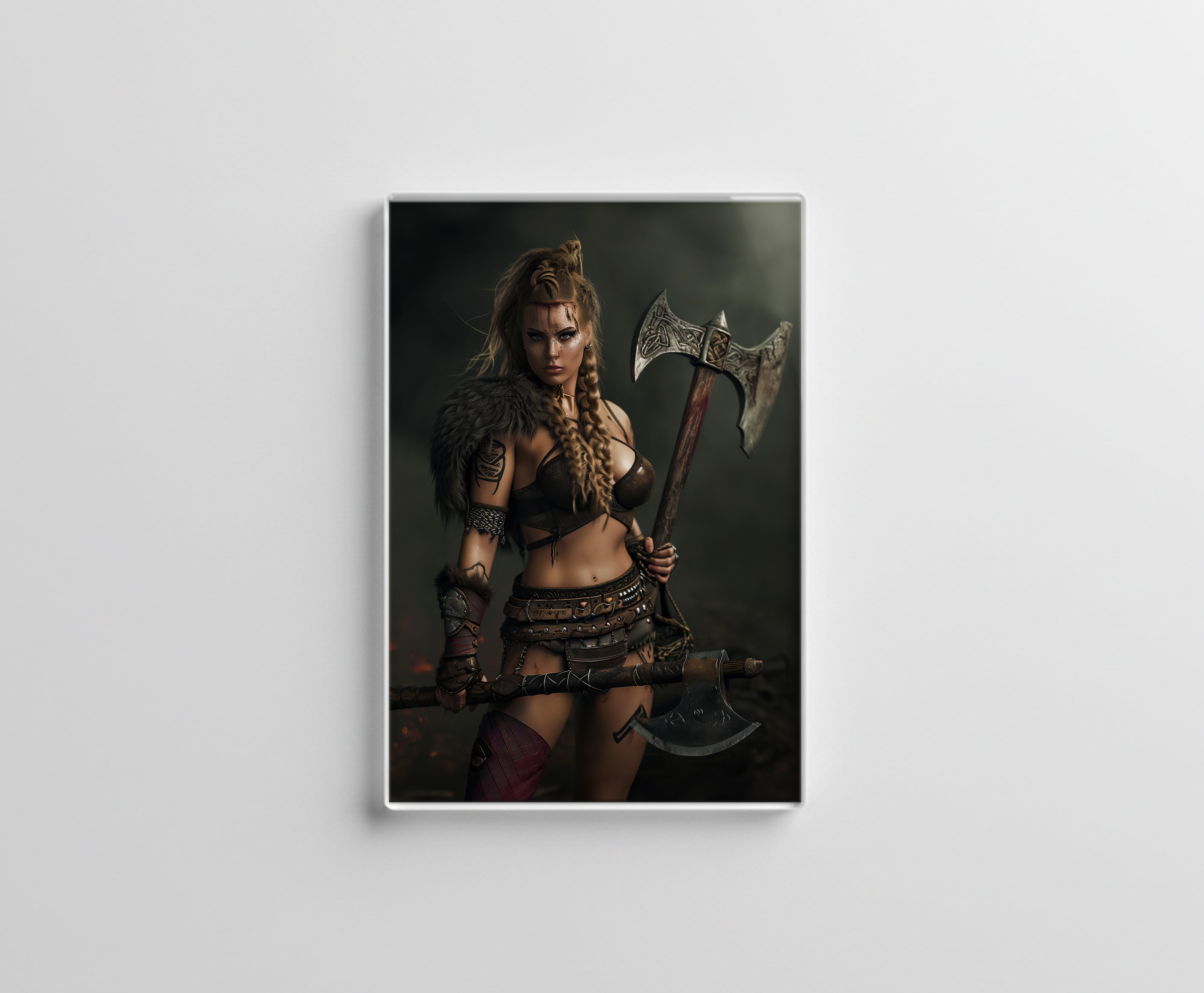 raxxa Glas-Magnet: Battle‑Hardened Valkyrie Bearing Axe And Shield