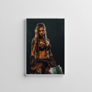 raxxa Glas-Magnet: Nordic War‑Maiden Ready With Axe And Shield