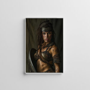 raxxa Glas-Magnet: Defiant Nordic Shieldmaiden Standing Behind Her Shield