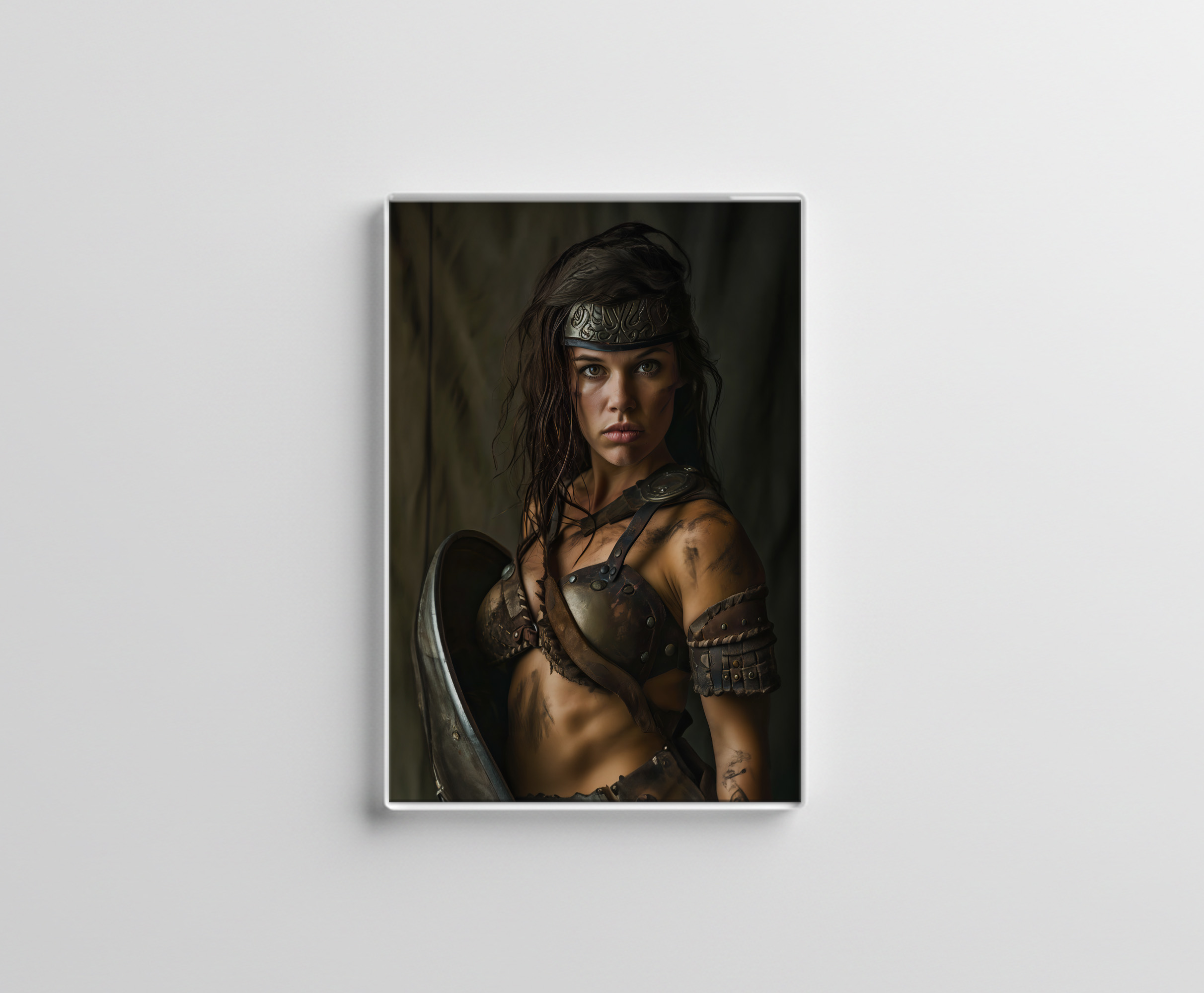 raxxa Glas-Magnet: Defiant Nordic Shieldmaiden Standing Behind Her Shield