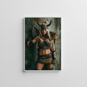 raxxa Glas-Magnet: Majestic Horned Valkyrie Wielding Her Battle Sword