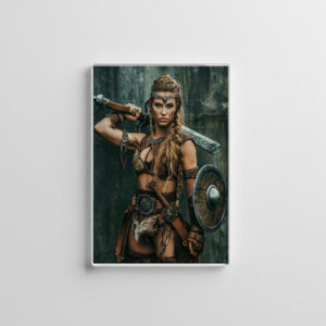 raxxa Glas-Magnet: Nordic Warrior Woman Holding Her Sword With Determination