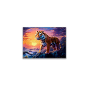 raxxa Glas-Magnet: Majestic Tiger Chinese Zodiac Artistry. Sunset