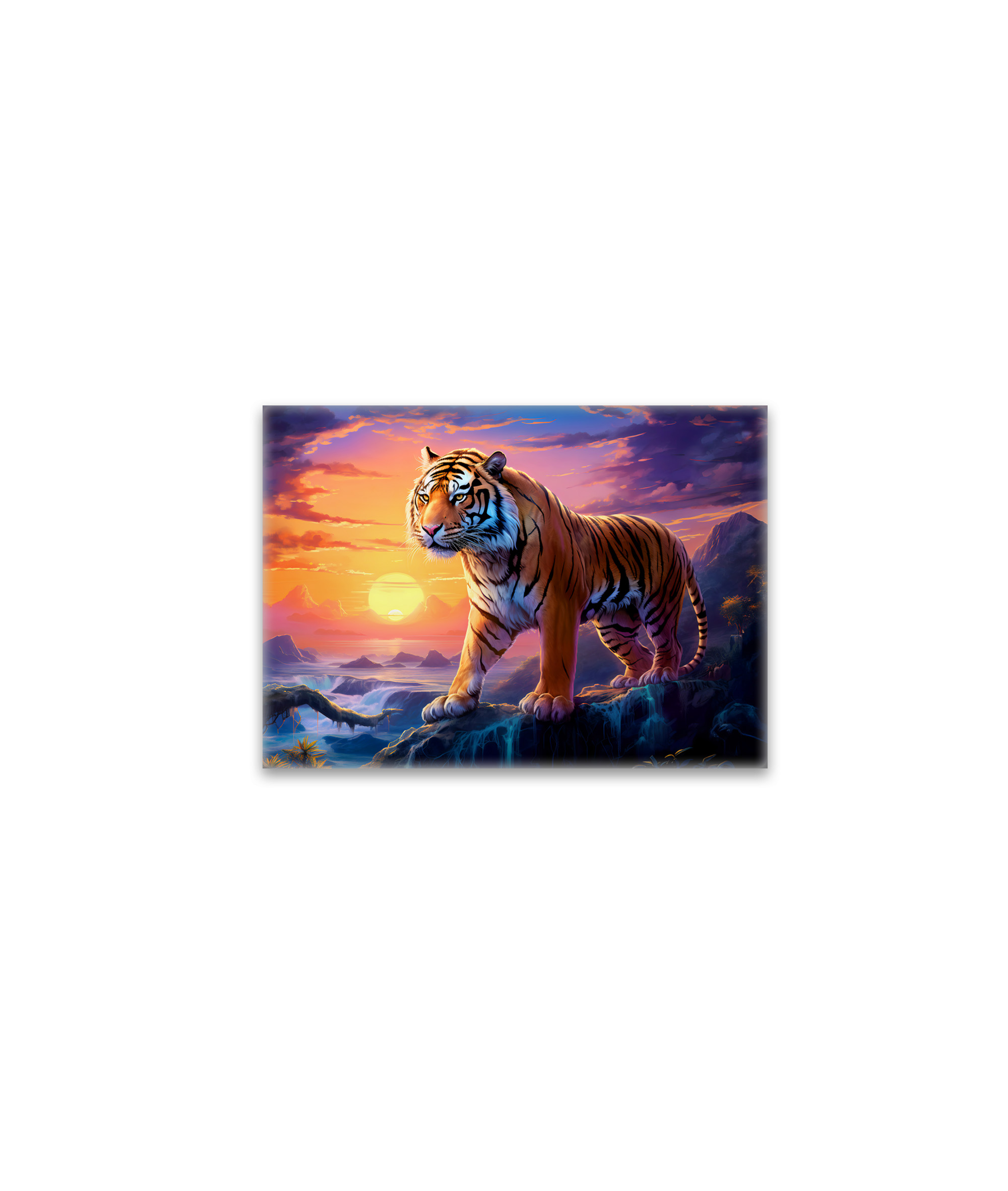 raxxa Glas-Magnet: Majestic Tiger Chinese Zodiac Artistry. Sunset