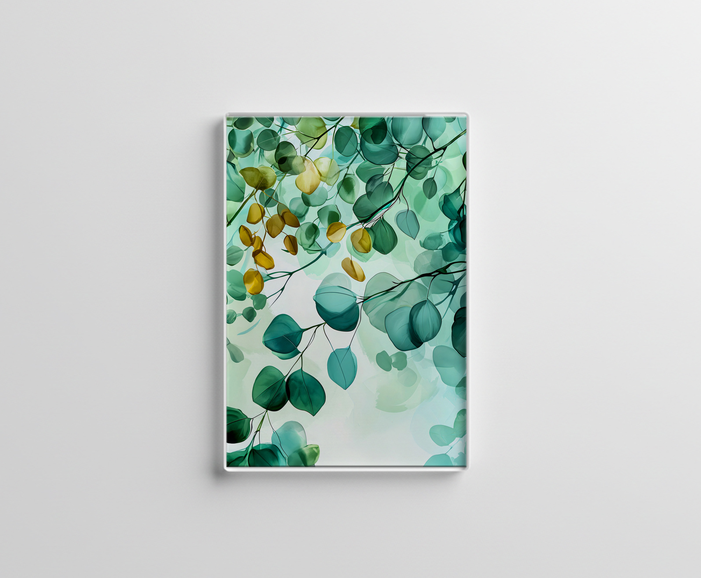 raxxa Glas-Magnet: Green Watercolor Leaf With Cool Soft Gradients