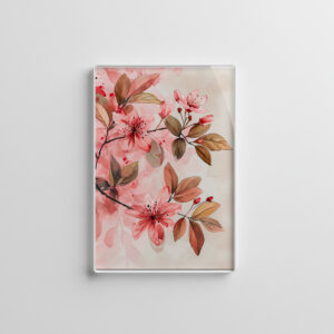 raxxa Glas-Magnet: Pink Watercolor Blossoms With Soft Brown Leaves