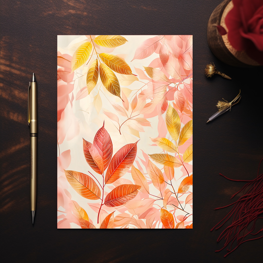 raxxa Postkarte: Watercolor Leaf In Warm Autumn Tones