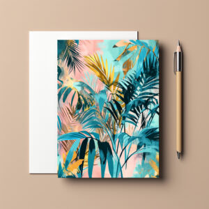 raxxa Postkarte: Green Watercolor Leaf With Fresh Botanical Tones