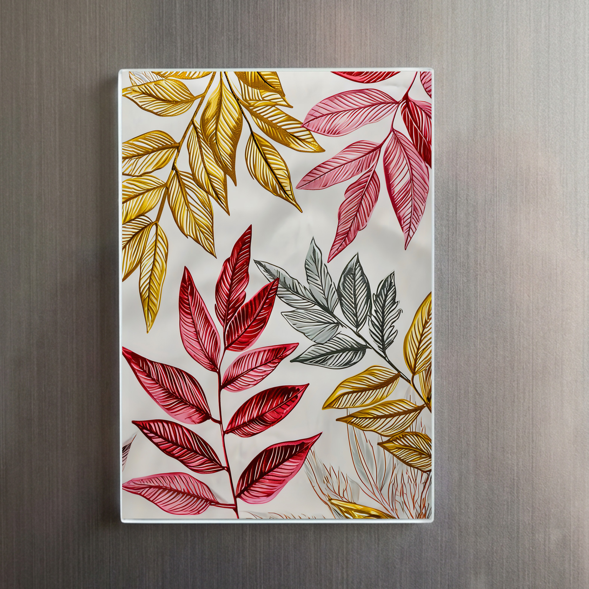 raxxa Glas-Magnet: Dark Red Fern Leaves With Gold Accents – Bild 2