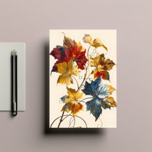 raxxa Postkarte: Pastel-Colored Watercolor Illustration of Vibrant wine Leaves